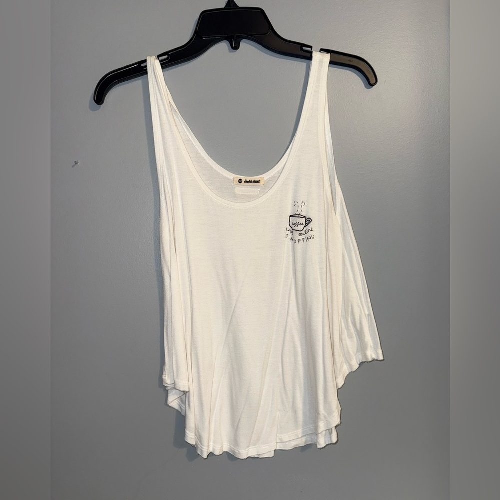 Chic White Tank Top “coffee and online shopping”